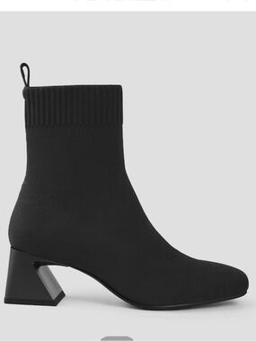 Vivava Black Stretch-Knit Sock Ankle Boot with Sculpted Heel waterproof